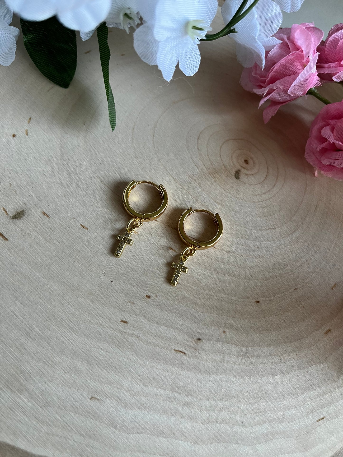 Gold Cross Huggie Earrings – Christian Jewelry, Anti-Tarnish, Faith-Inspired Gift for Her