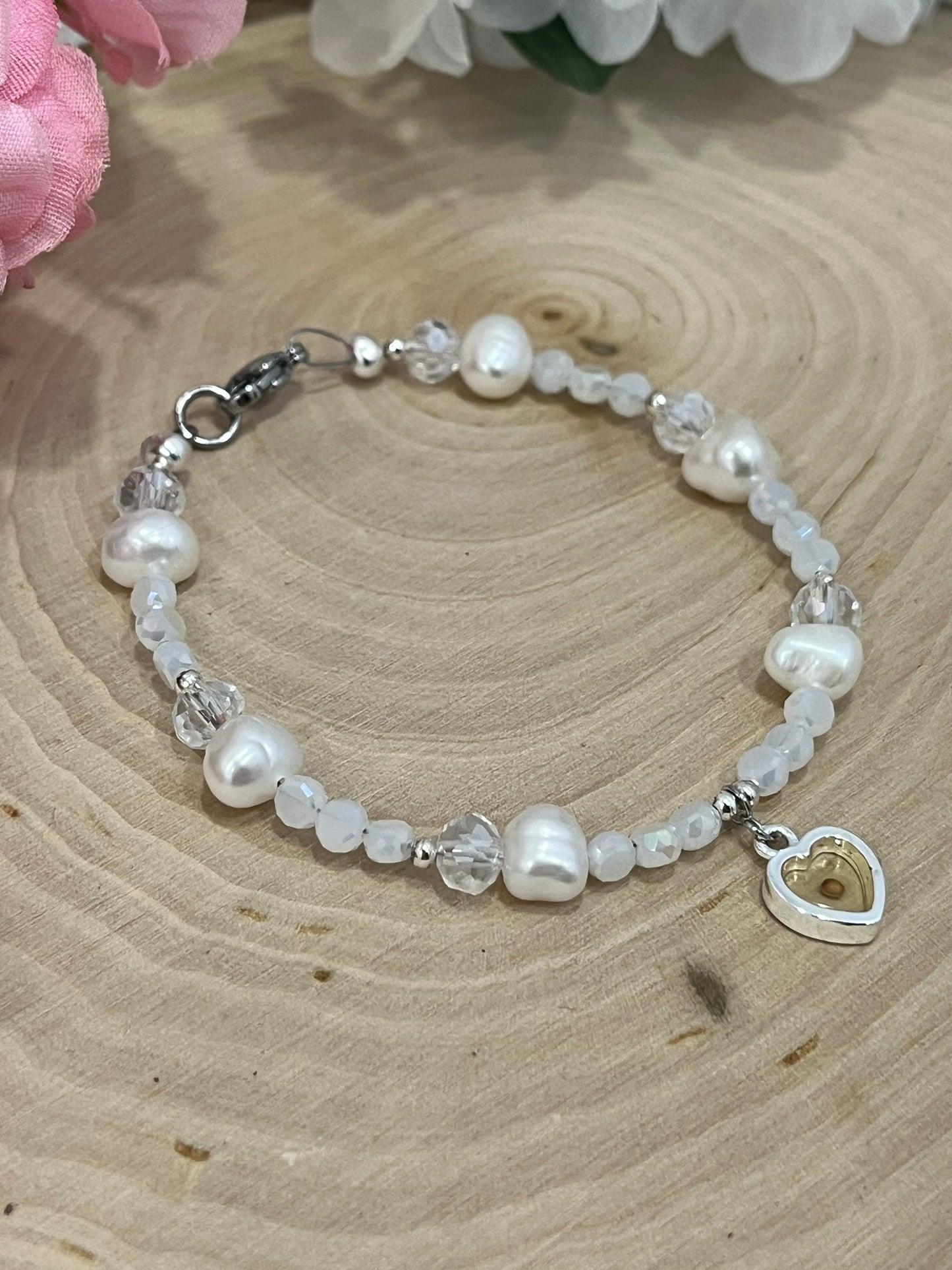 Handmade mustard seed pearl bead bracelet Christian jewelry.