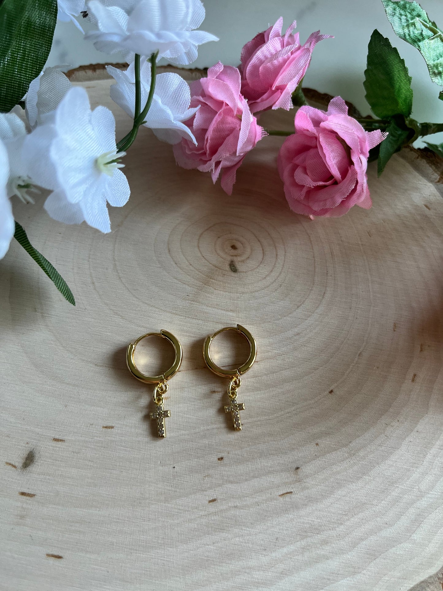Gold Cross Huggie Earrings – Christian Jewelry, Anti-Tarnish, Faith-Inspired Gift for Her