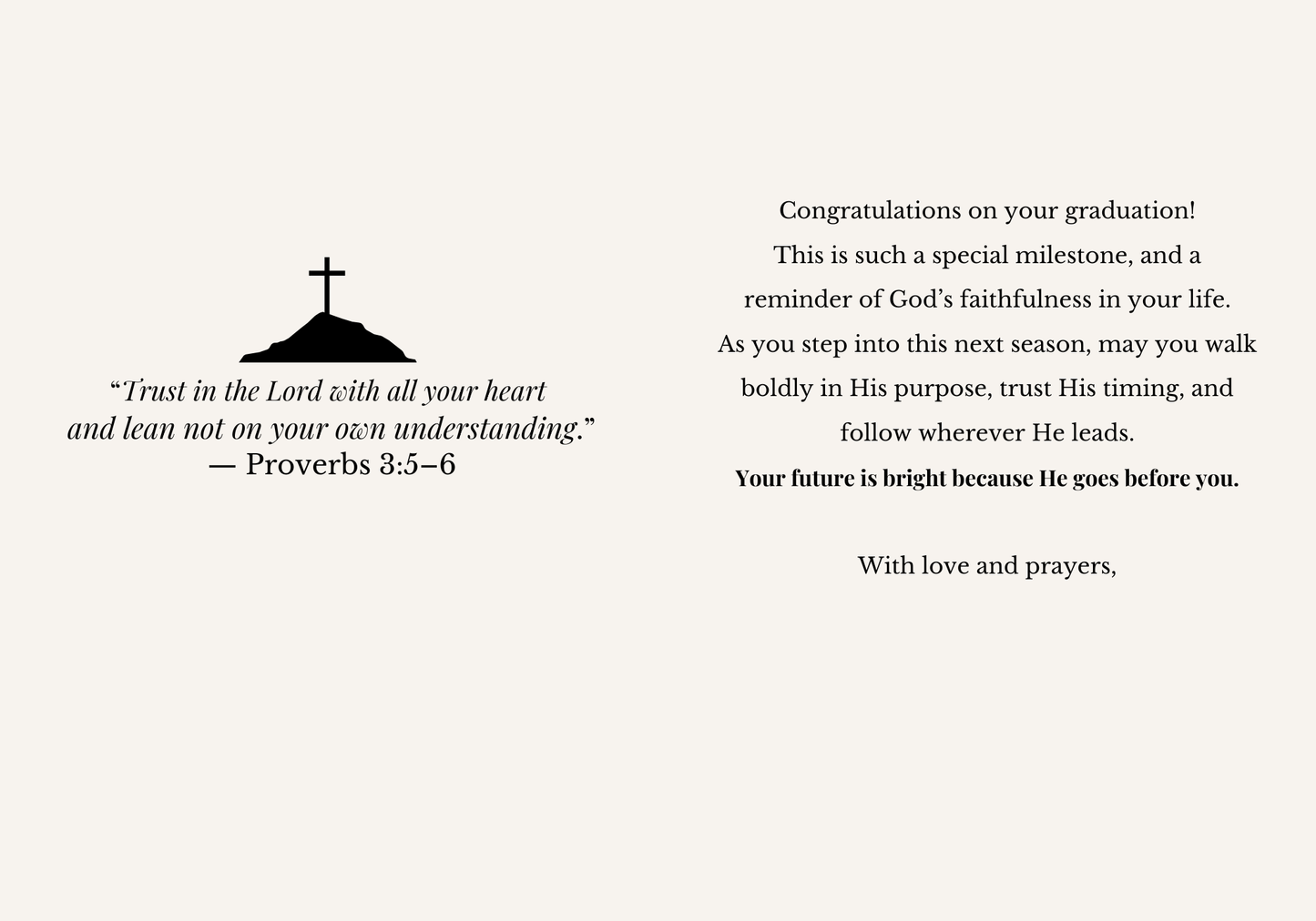 Christian graduation card printable, green floral gold design, Jeremiah 29:11, 5x7 folded