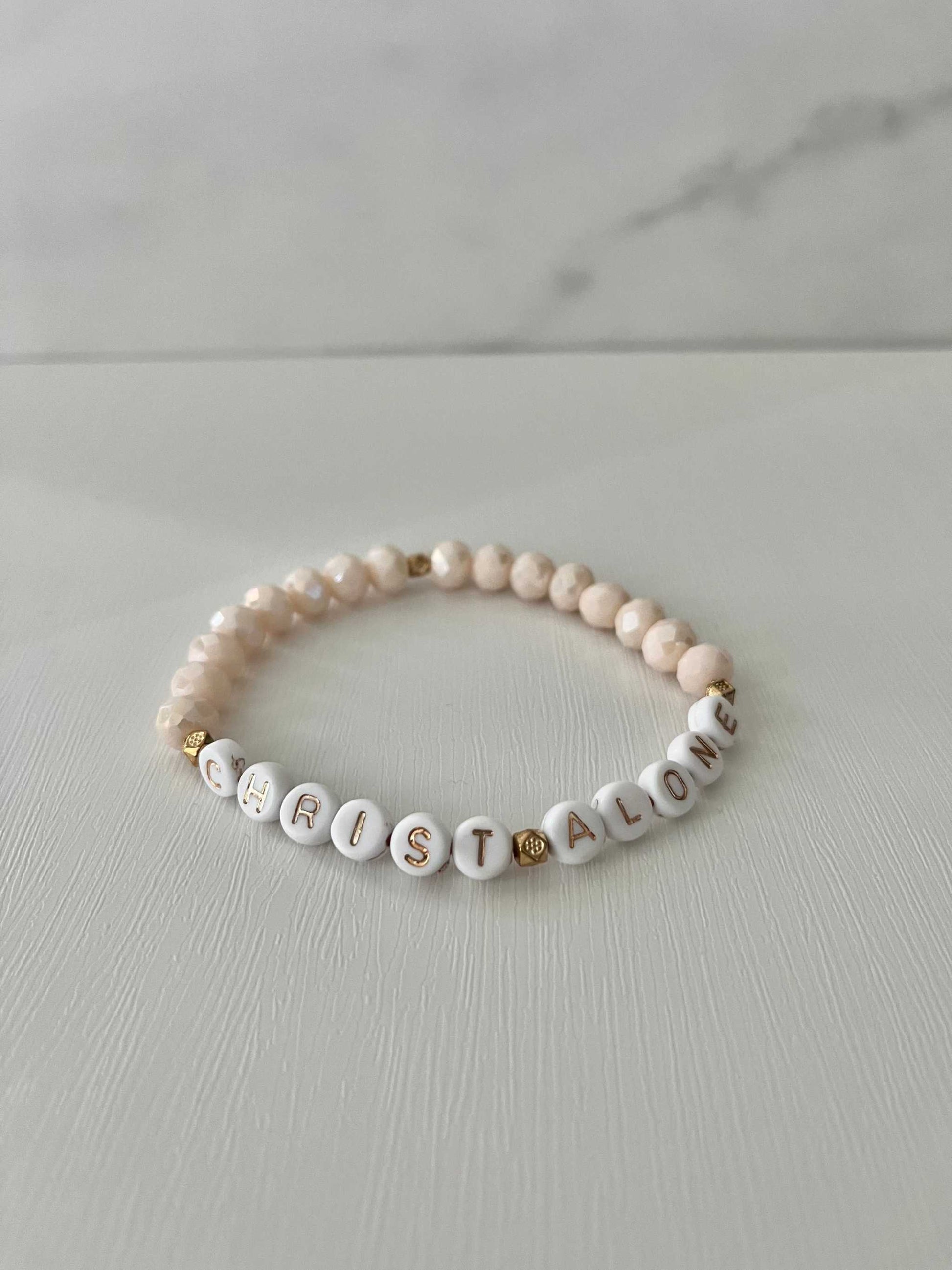 Peach or White Bead Bracelet – Handmade Christian Jewelry

