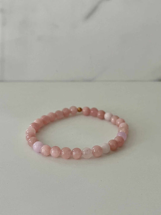 Rose Opal Stone Beaded Bracelet, natural gemstone bracelet with rose opal beads
