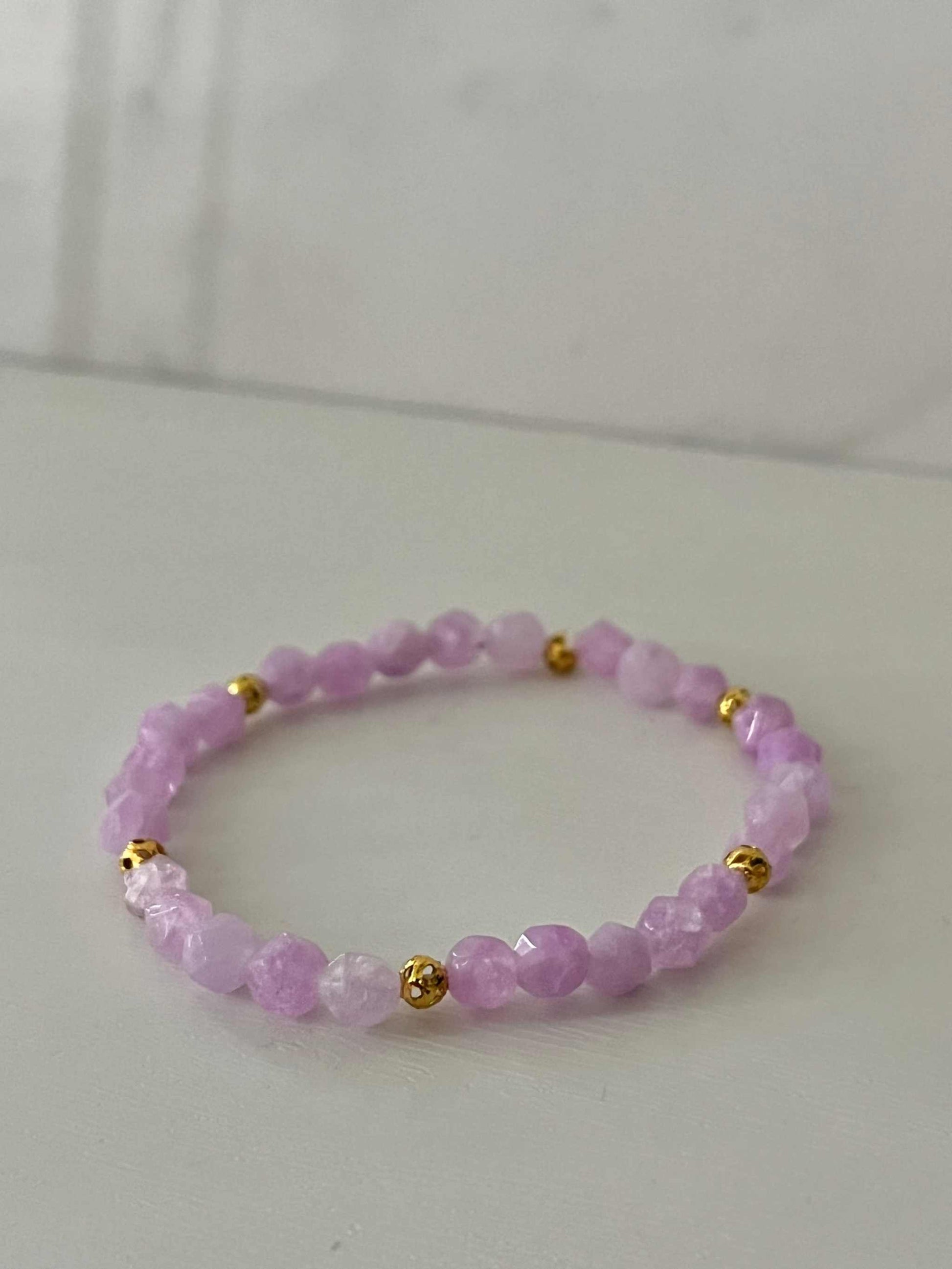Lavender Angelite Stone Bracelet, natural gemstone bracelet with lavender angelite beads