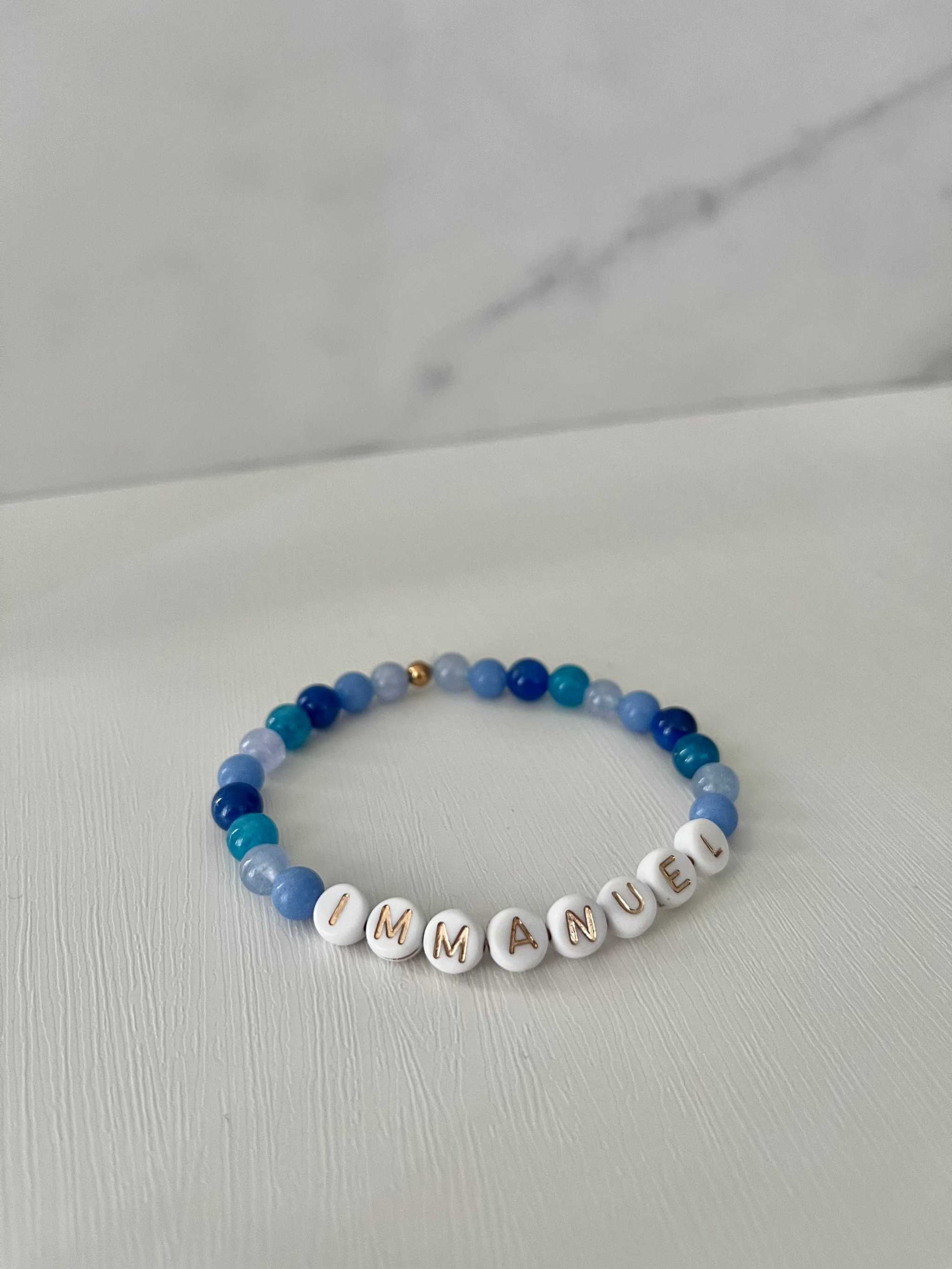 Blue Immanuel Bead Bracelet – faith-inspired jewelry.


