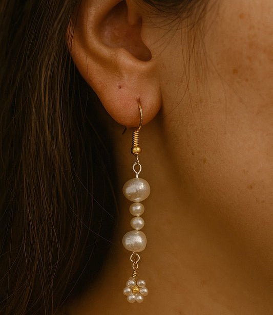 Pearl Daisy Gold Earrings with freshwater pearls – Christian jewelry for women
