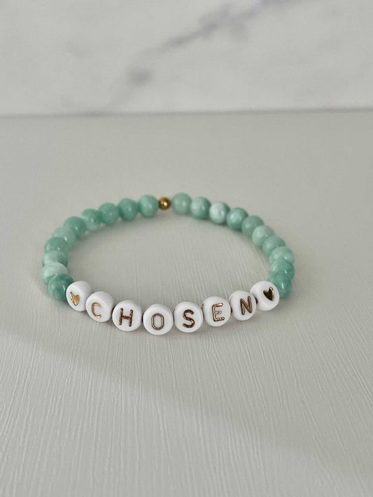 Jade Chosen Bead Bracelet – elegant stone jewelry with a faith-inspired meaning.

