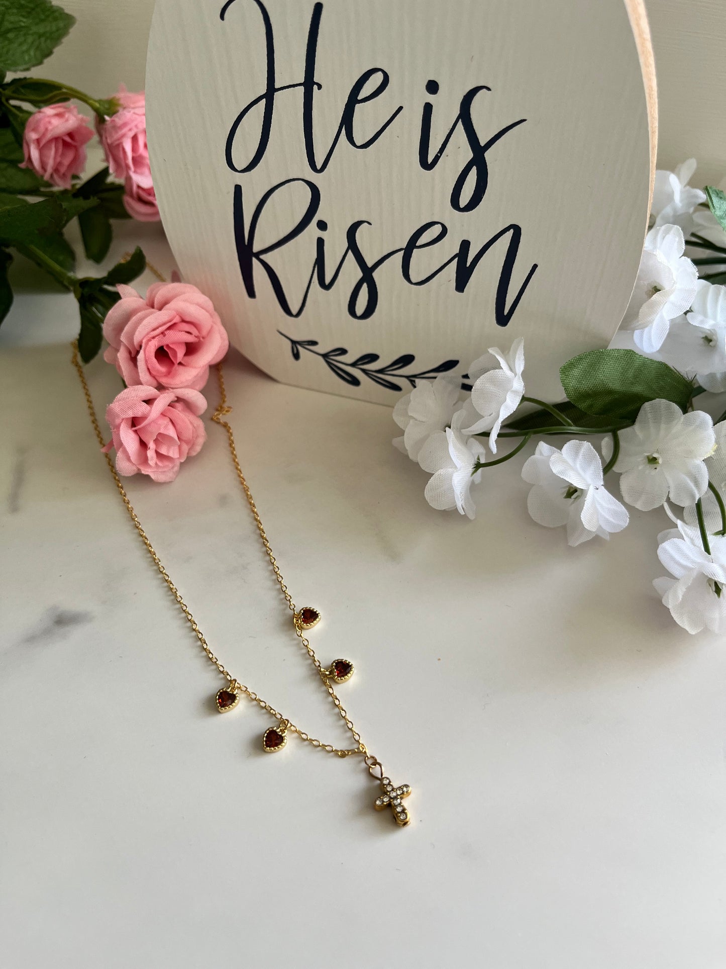 Everlasting Love Gold Necklace – 16K Chain 18K Gold Heart Cross