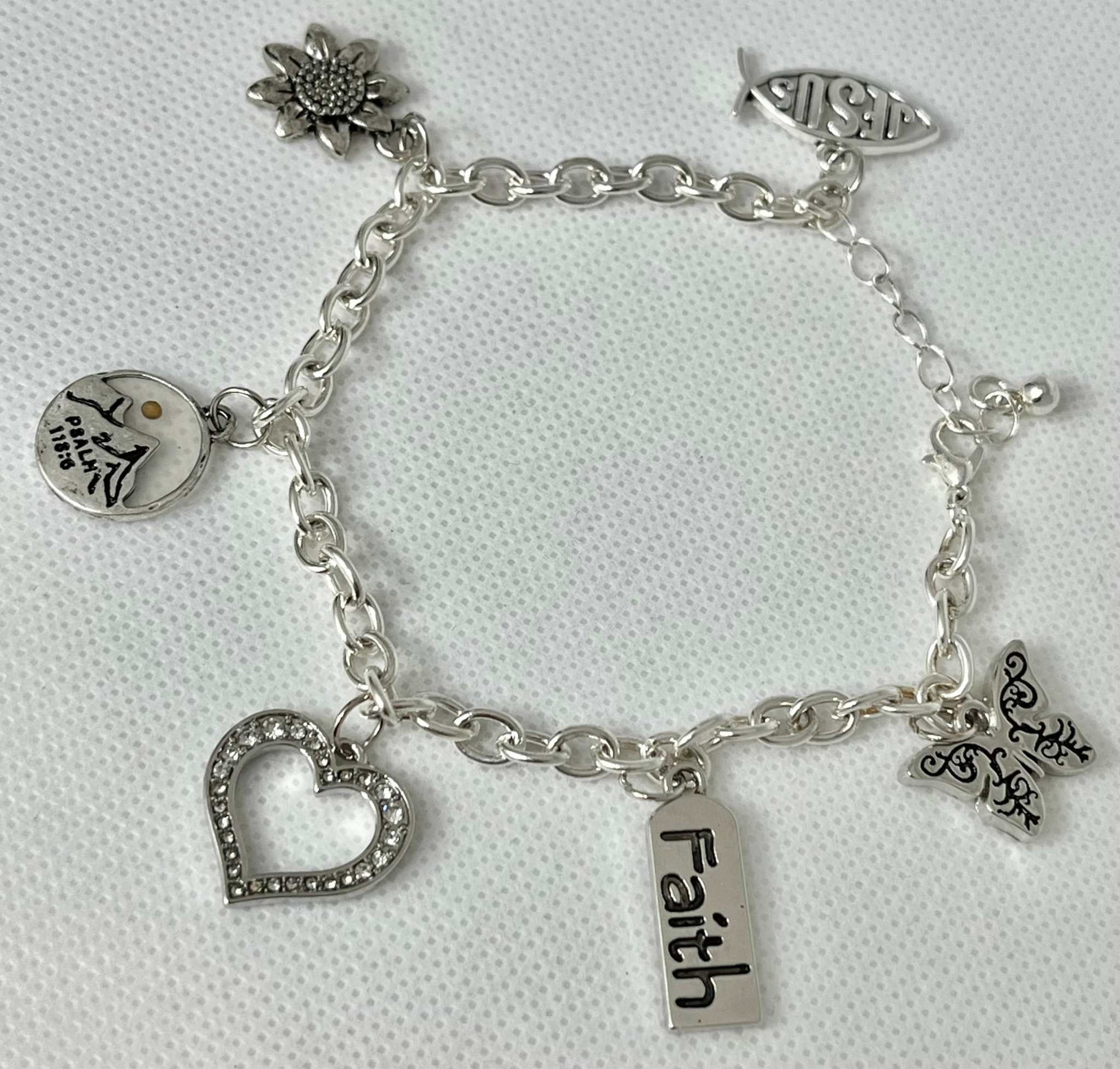 Sterling Silver Bracelet with Christian Charm – Handmade Jewelry

