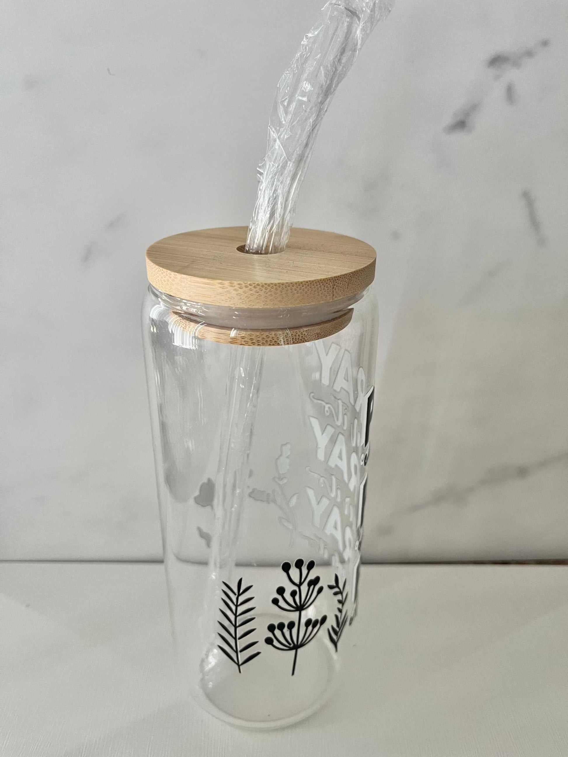 Pray Glass Tumbler, 22oz with reusable straw and straw cleaner, faith-inspired
