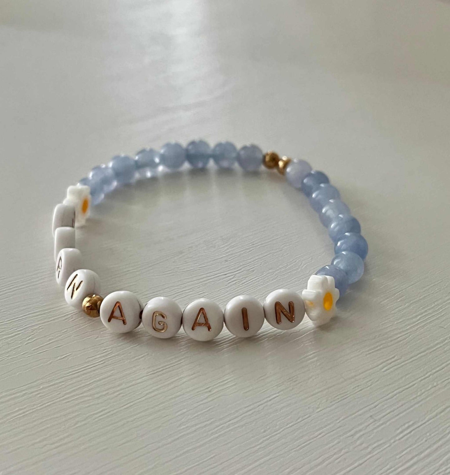 Sky Blue Born Again Bracelet showcasing vibrant blue beads, ideal for expressing faith and celebrating new beginnings in your spiritual journey.