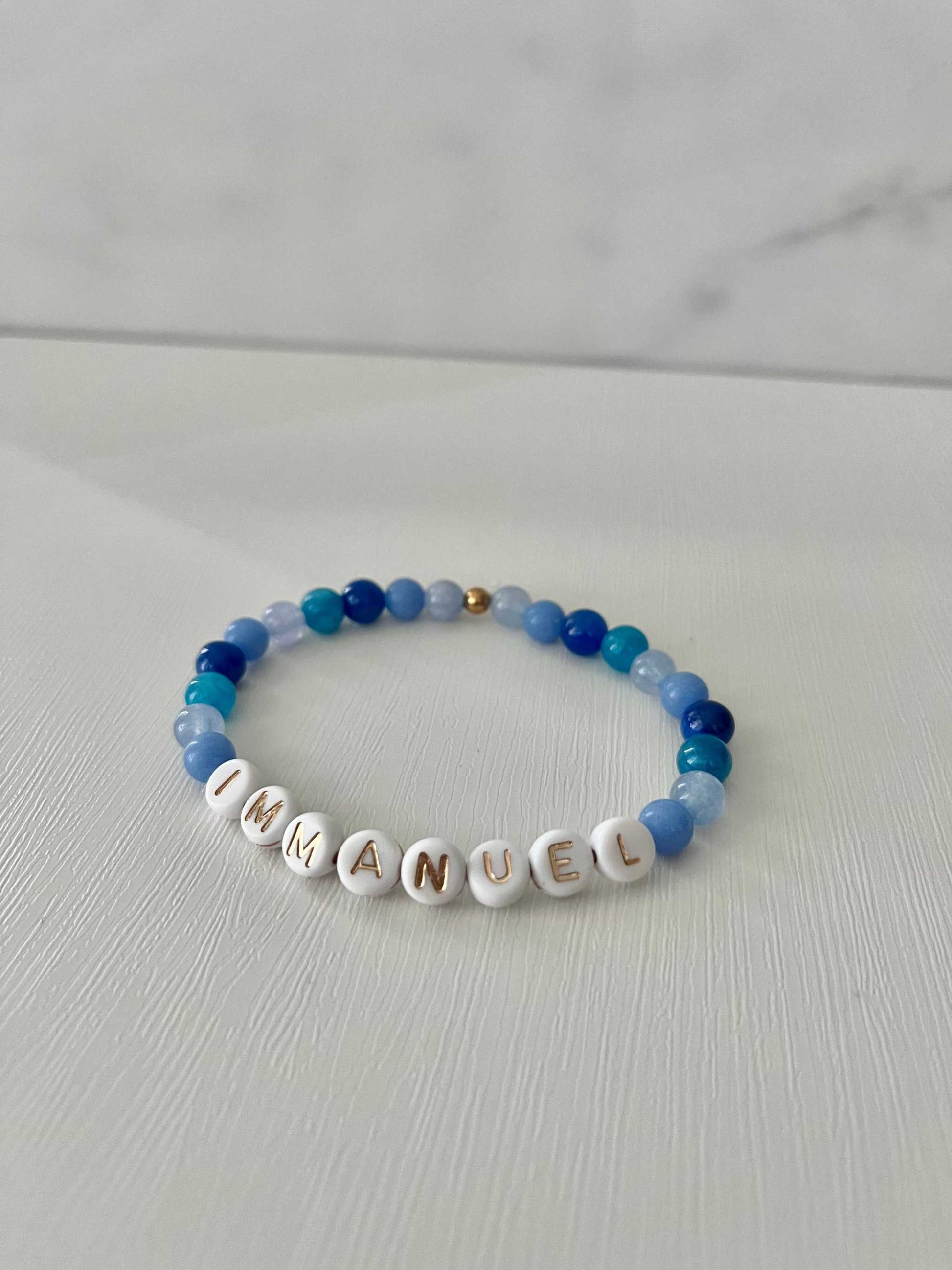 Blue Immanuel Bead Bracelet – faith-inspired jewelry.


