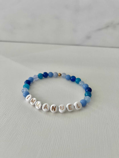 Blue Immanuel Bead Bracelet – faith-inspired jewelry.


