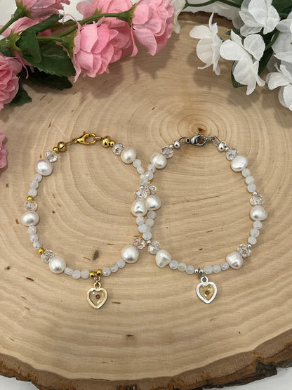 Handmade mustard seed pearl bead bracelet Christian jewelry.