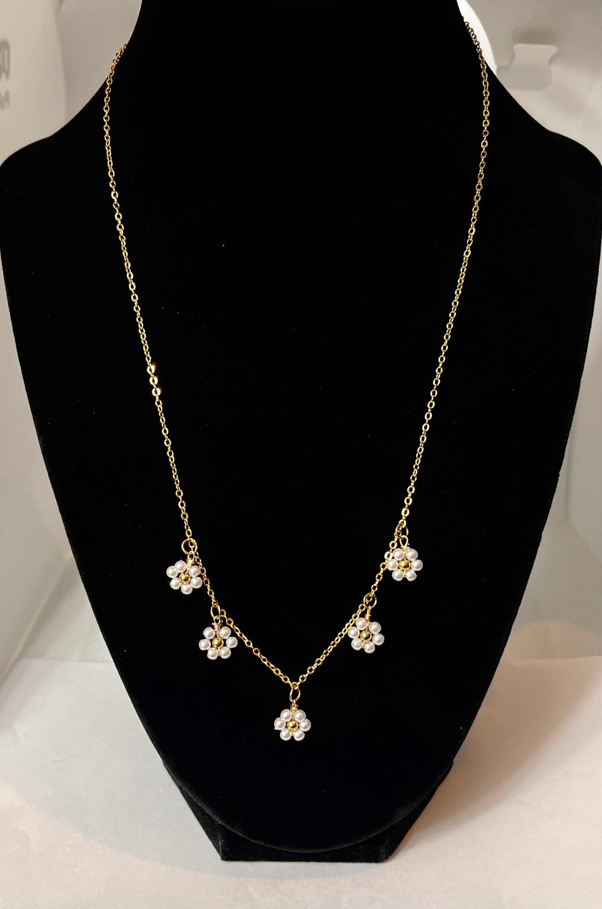 Gold Daisy Flower Necklace with 16K gold pendant, dainty floral Christian jewelry


