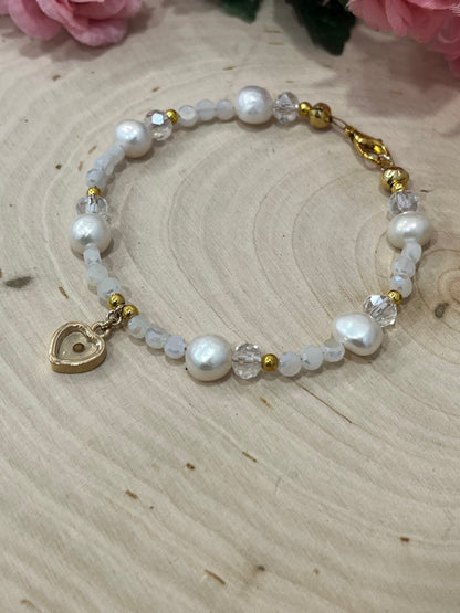 Handmade mustard seed pearl bead bracelet Christian jewelry.