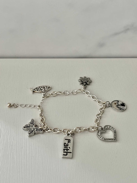 Sterling Silver Bracelet with Christian Charm – Handmade Jewelry

