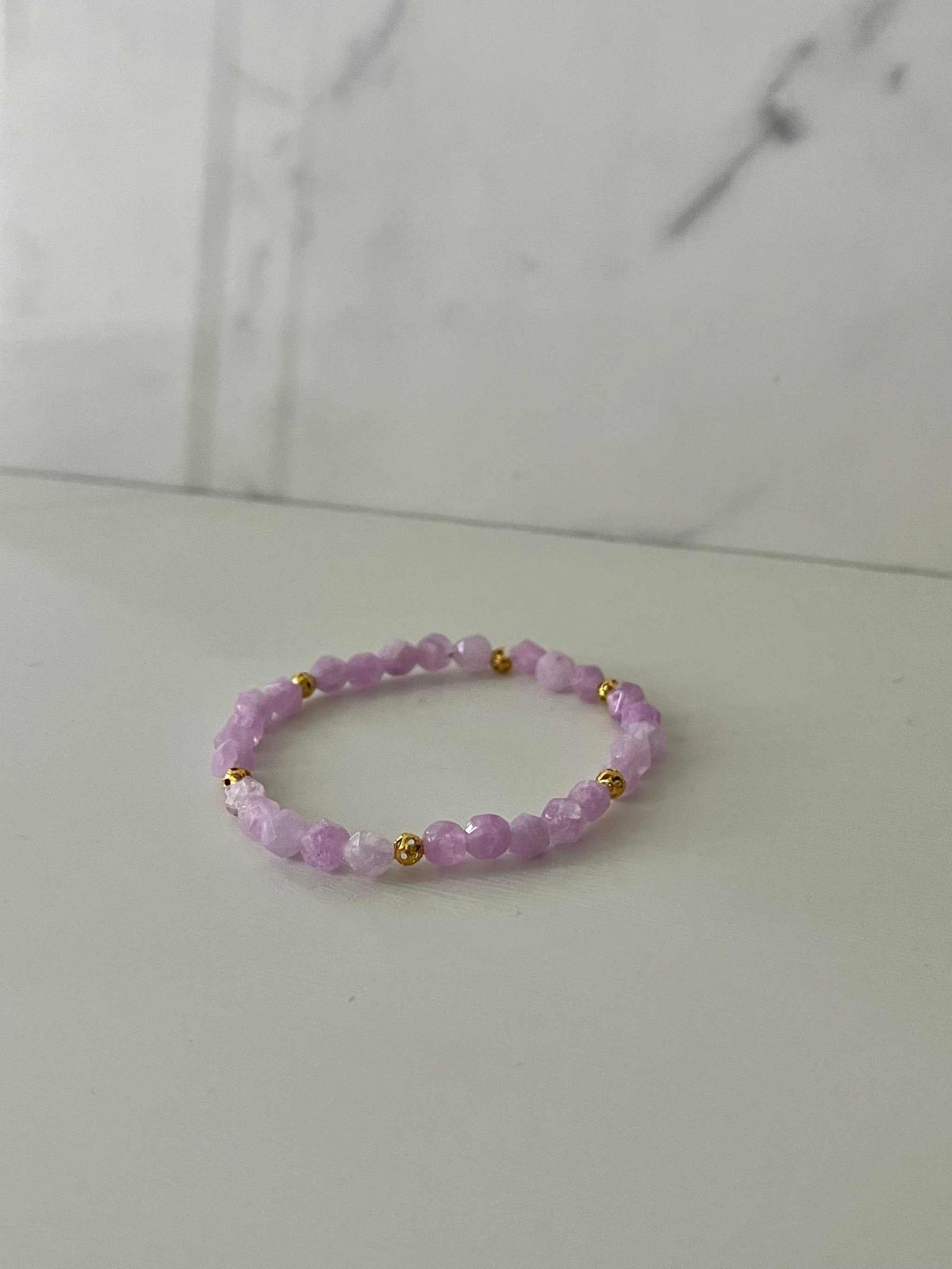 Lavender Angelite Stone Bracelet, natural gemstone bracelet with lavender angelite beads