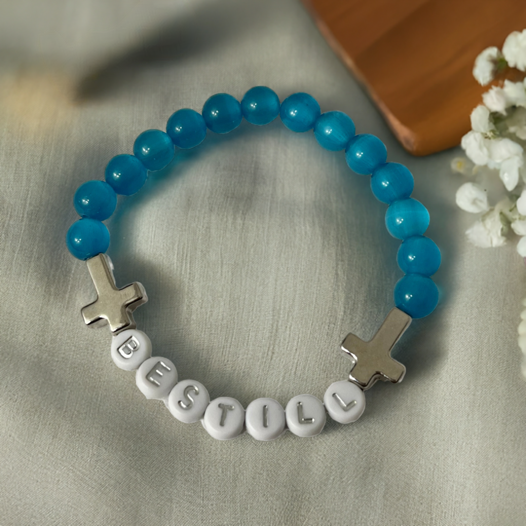 Bead Bracelet - Be Still Bible Verse Faith Jewelry with high-quality beads and scripture charm