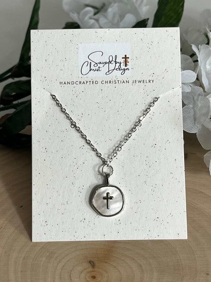 Silver Necklace Pearl Cross Pendant - Hypoallergenic and Timeless