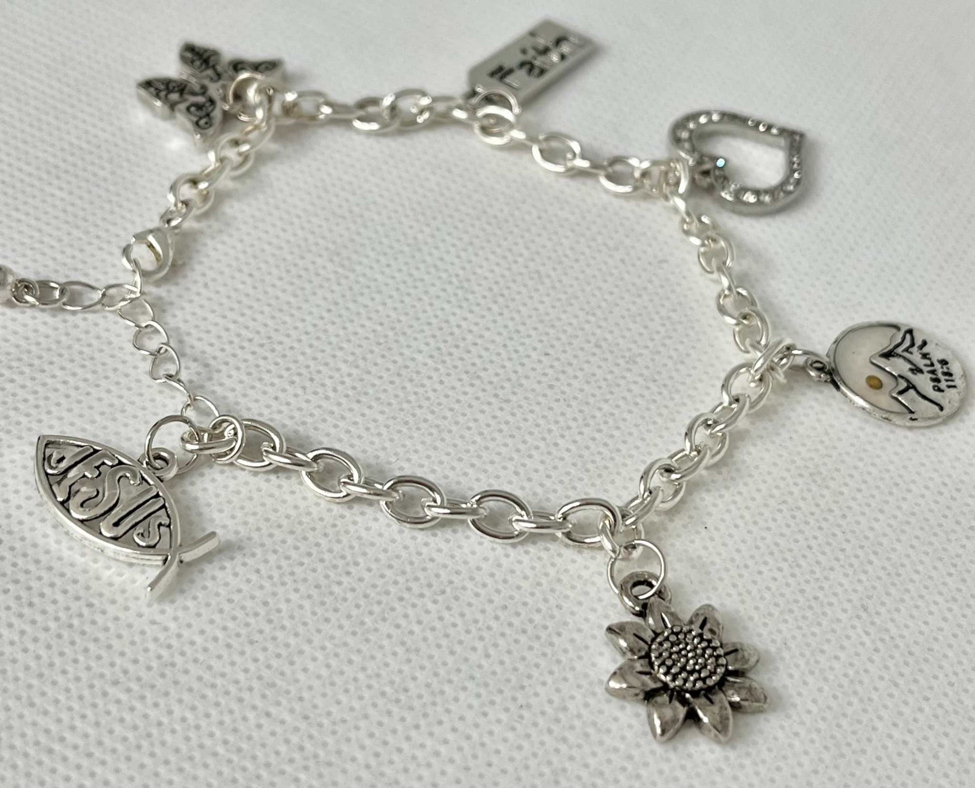 Sterling Silver Bracelet with Christian Charm – Handmade Jewelry


