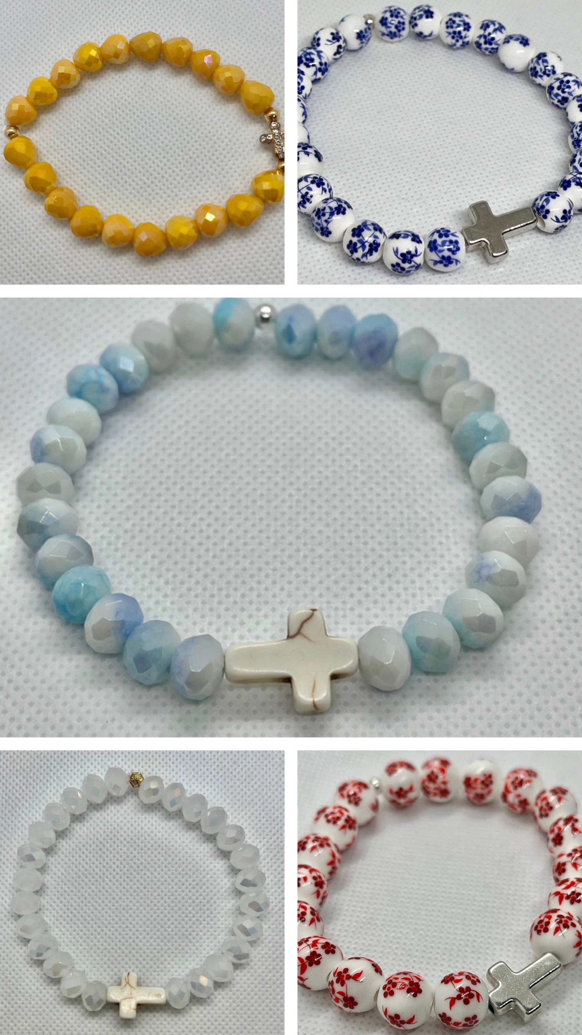 Cross Bead Bracelet Collection, faith-inspired jewelry, perfect for daily wear or gifts

