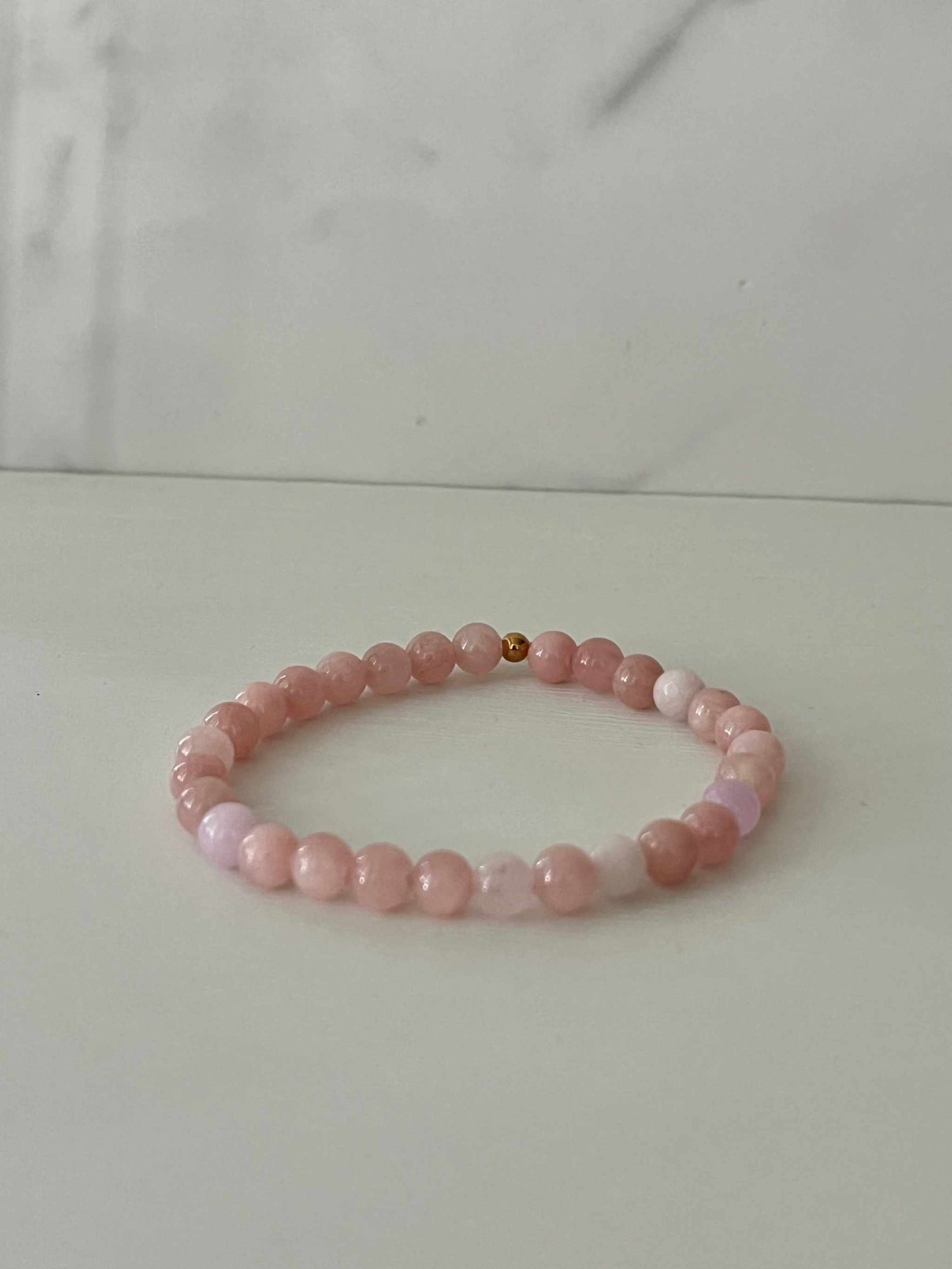 Rose Opal Stone Beaded Bracelet, natural gemstone bracelet with rose opal beads