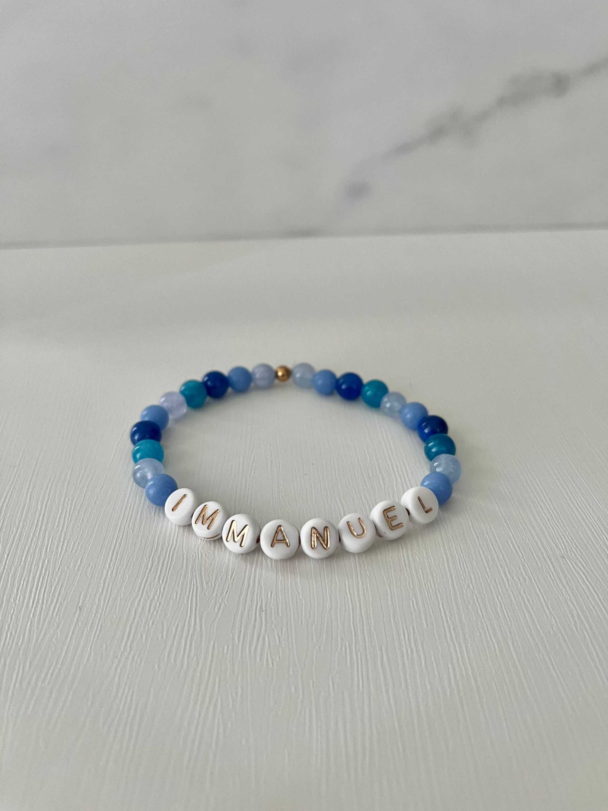 Blue Immanuel Bead Bracelet – faith-inspired jewelry.


