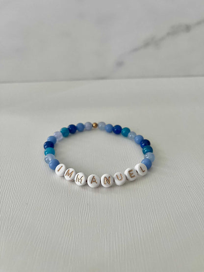 Blue Immanuel Bead Bracelet – faith-inspired jewelry.



