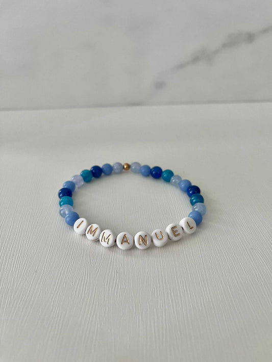 Blue Immanuel Bead Bracelet – faith-inspired jewelry.


