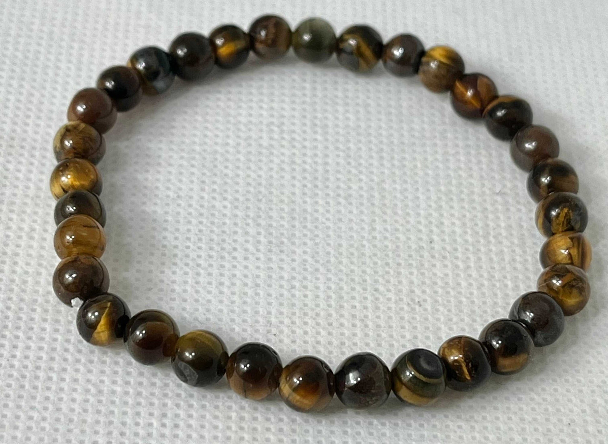 Tiger Eye Beaded Bracelet - Natural Stone Bracelet with Round Tiger Eye Beads