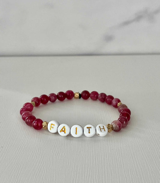 Faith Red Pink Bead Bracelet – colorful faith-inspired jewelry.

