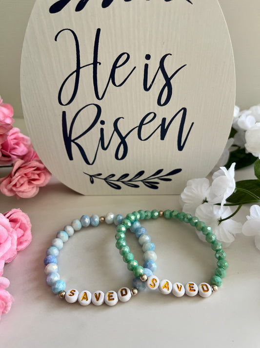 GUARDADO Pulsera de cuentas facetadas de jade blanco azul o menta