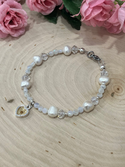 Handmade mustard seed pearl bead bracelet Christian jewelry.