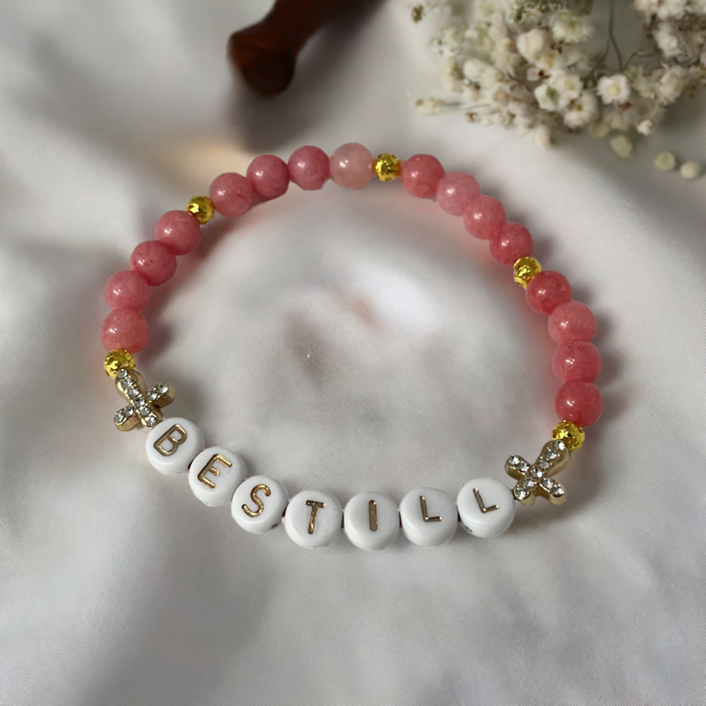 Bead Bracelet - Be Still Bible Verse Faith Jewelry with high-quality beads and scripture charm