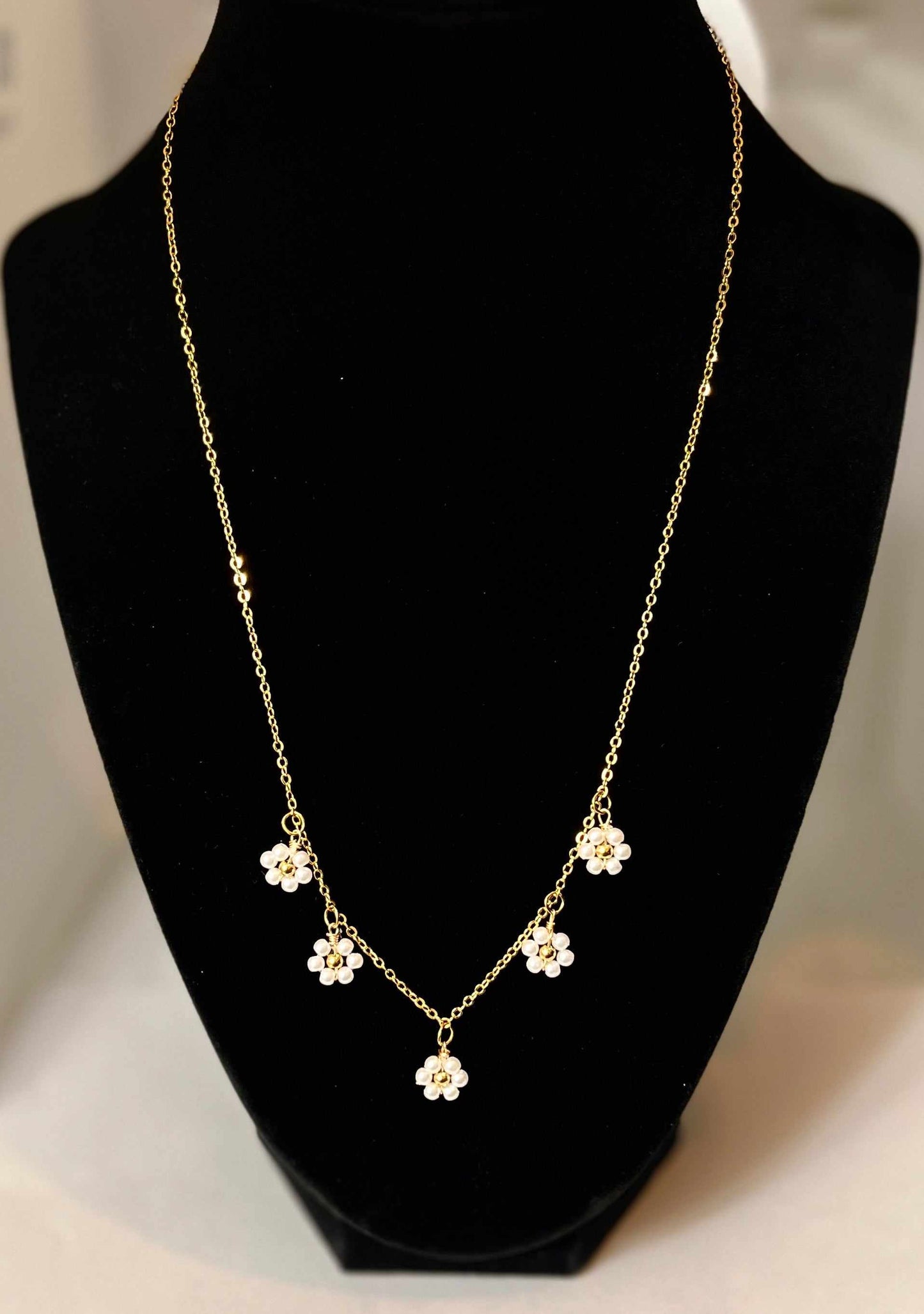 Gold Daisy Flower Necklace with 16K gold pendant, dainty floral Christian jewelry

