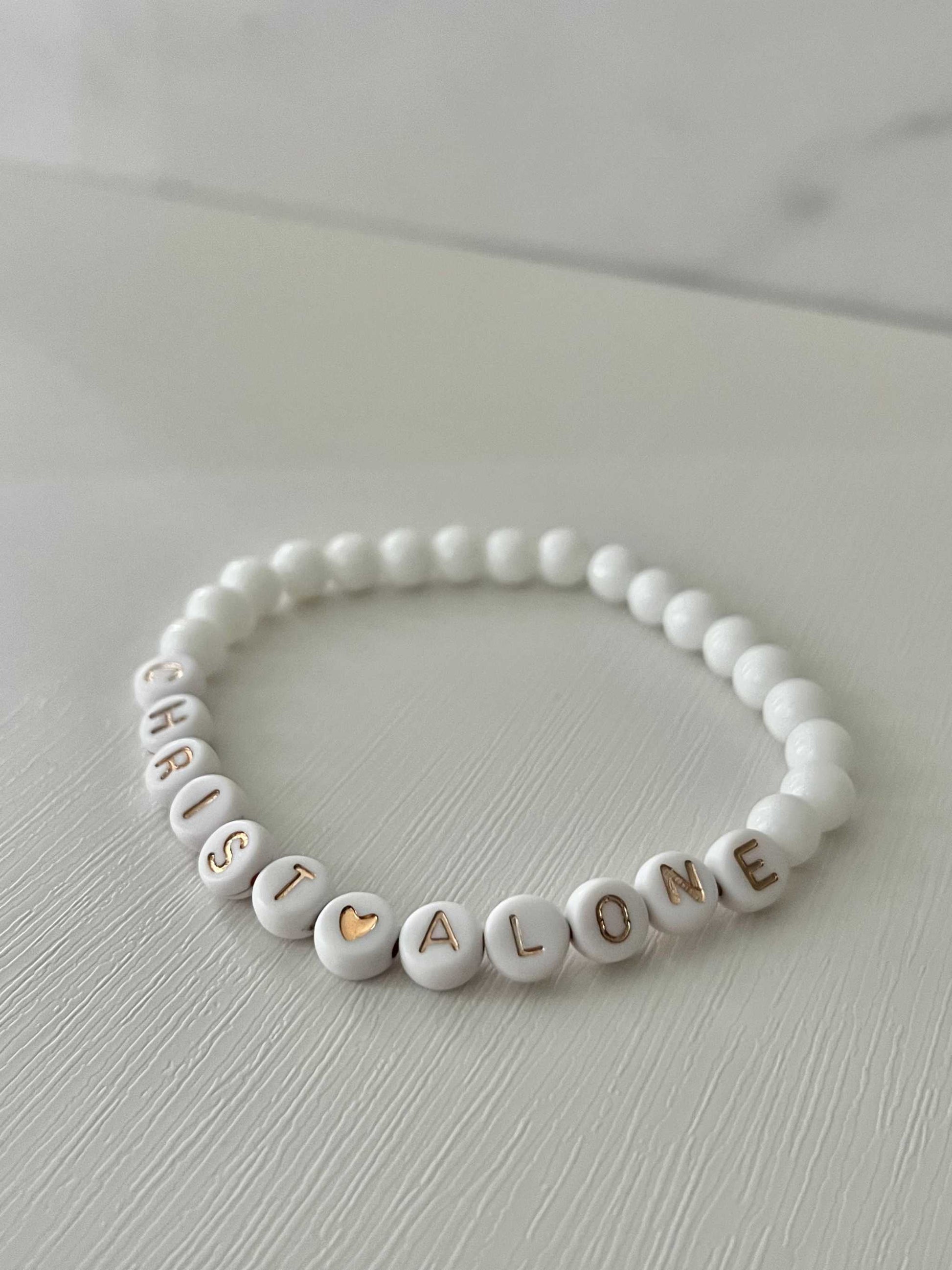 Peach or White Bead Bracelet – Handmade Christian Jewelry

