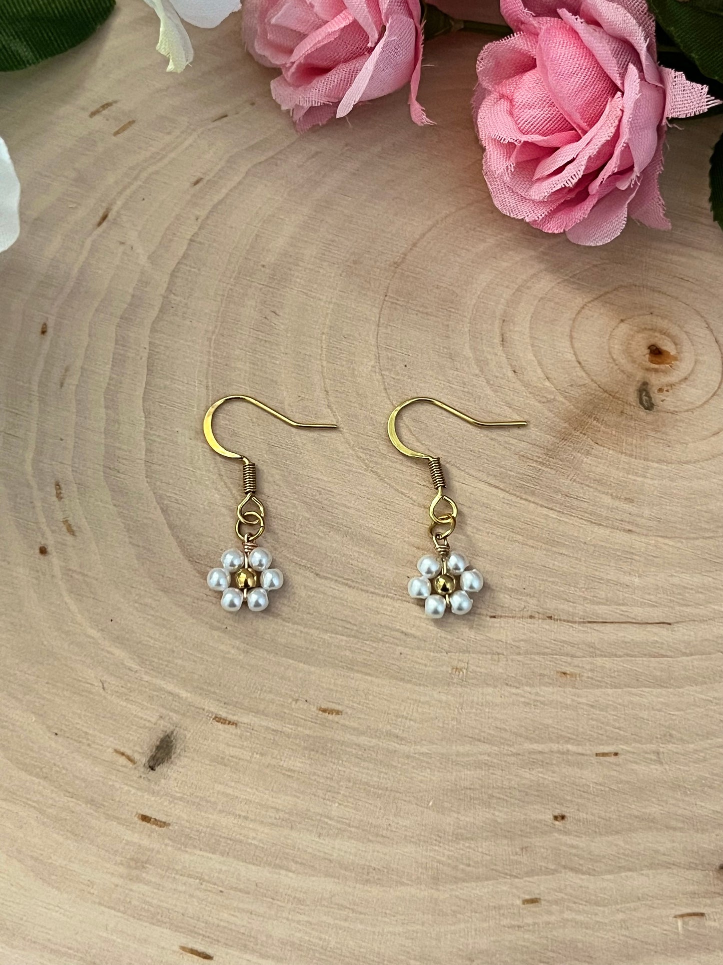 Gold Flower Earrings - Blooming in Faith Daisy Floral Gold Earrings