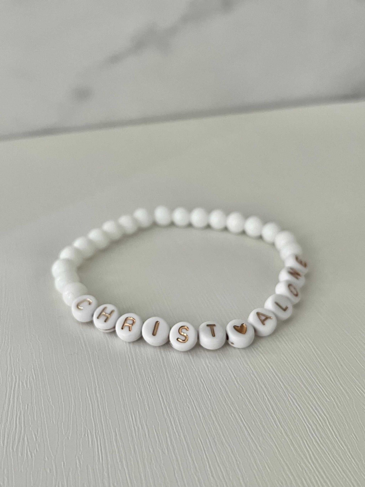 Peach or White Bead Bracelet – Handmade Christian Jewelry

