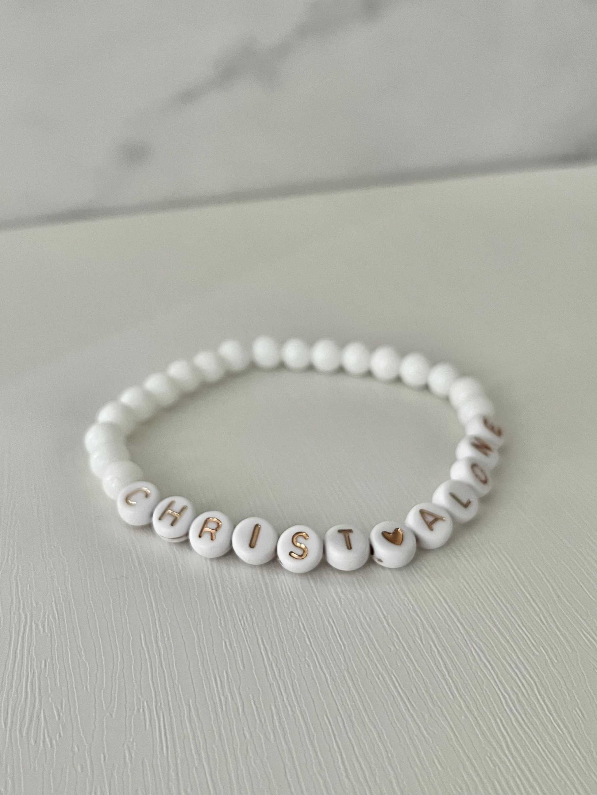 Peach or White Bead Bracelet – Handmade Christian Jewelry

