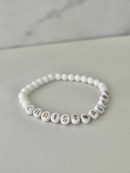 Peach or White Bead Bracelet – Handmade Christian Jewelry

