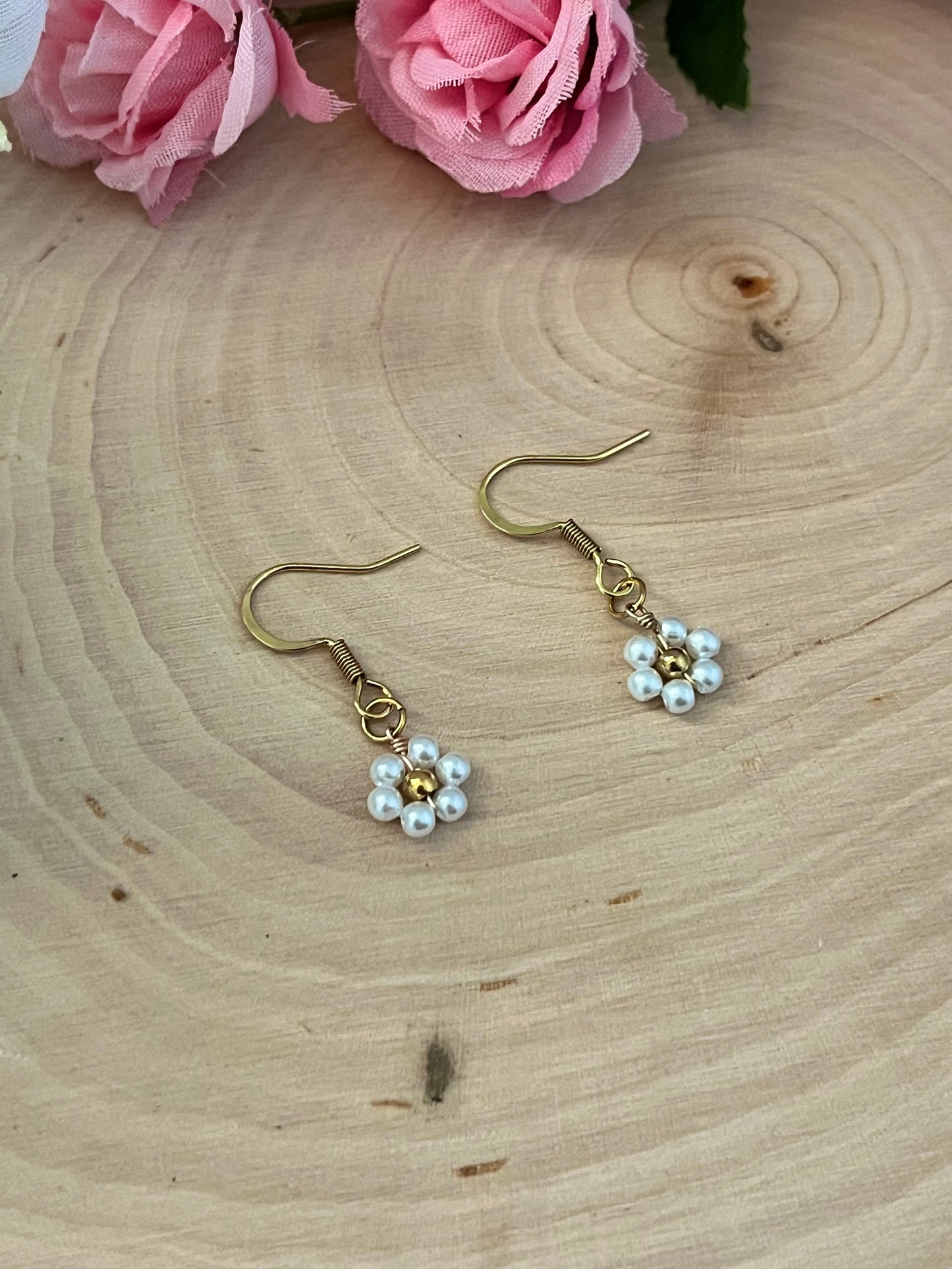 Gold Flower Earrings - Blooming in Faith Daisy Floral Gold Earrings