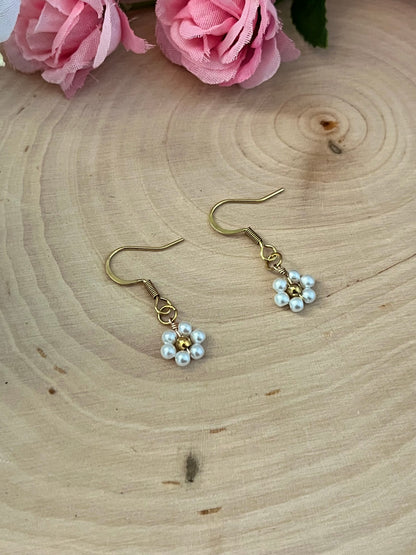 Gold Flower Earrings - Blooming in Faith Daisy Floral Gold Earrings