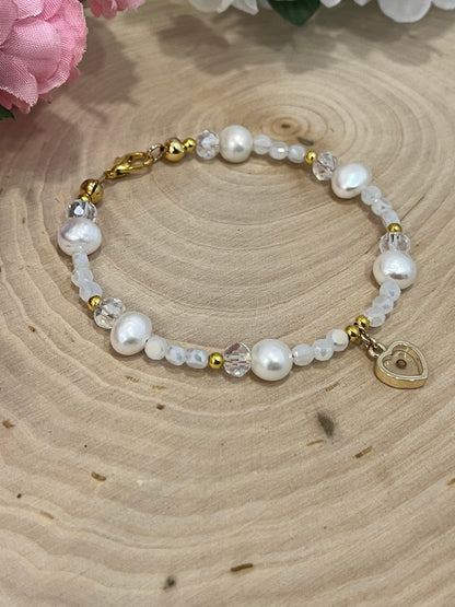 Handmade mustard seed pearl bead bracelet Christian jewelry.