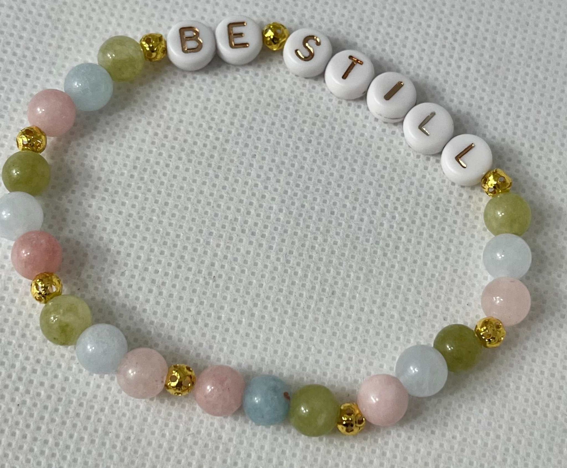 Bead Bracelet - Be Still Bible Verse Faith Jewelry with high-quality beads and scripture charm
