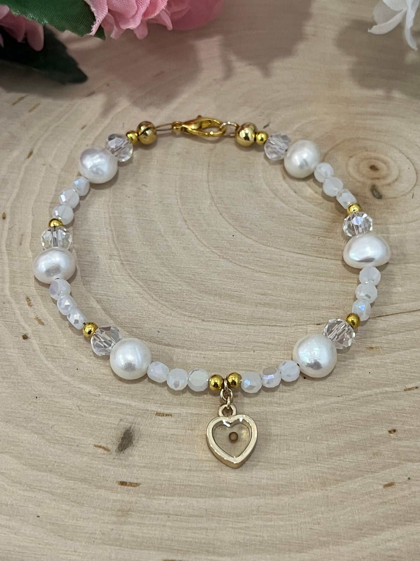 Handmade mustard seed pearl bead bracelet Christian jewelry.