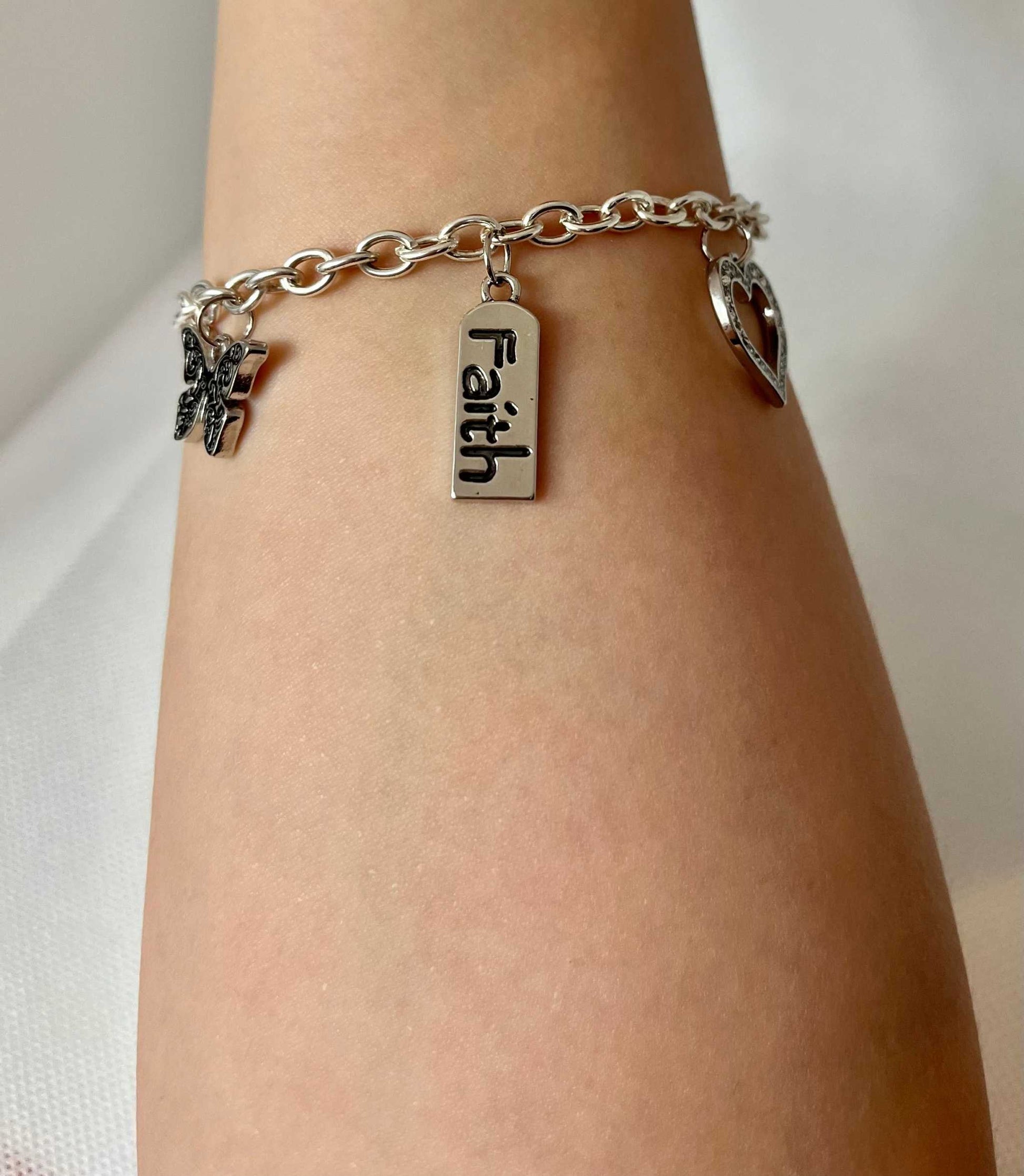 Sterling Silver Bracelet with Christian Charm – Handmade Jewelry

