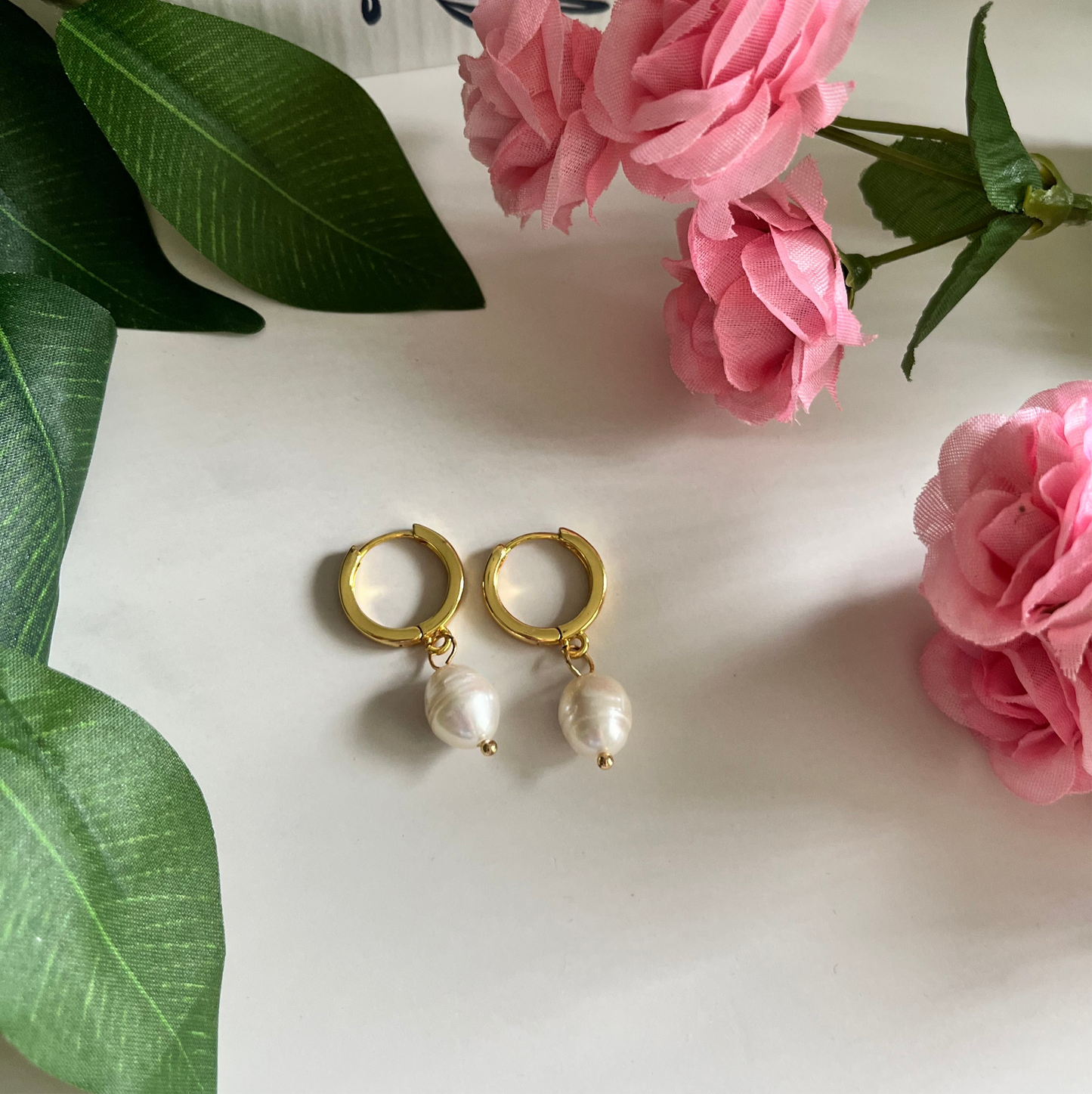 Boucles d'oreilles créoles en or 18 carats avec perles Pure Faith