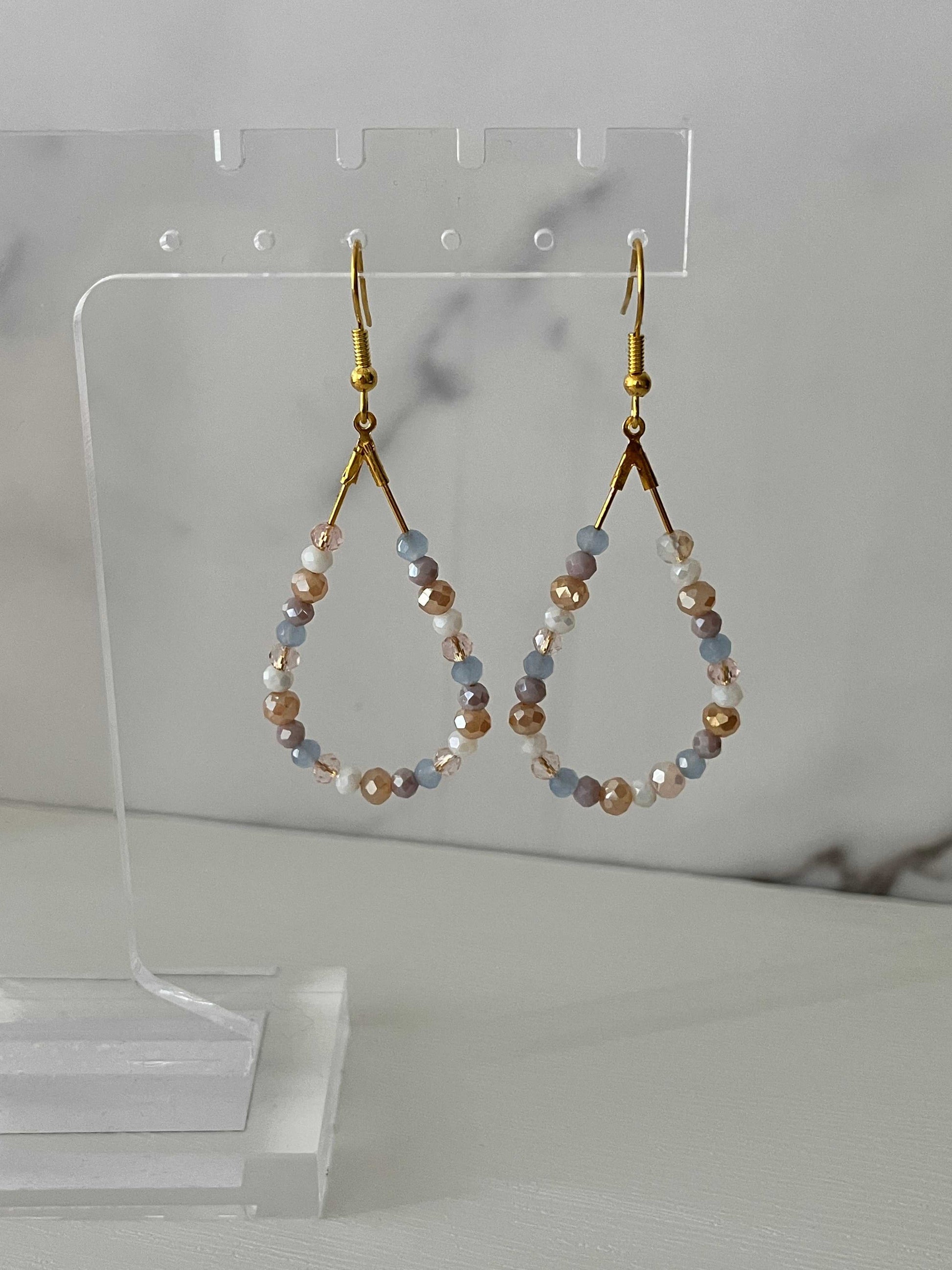 Romantic Gold Earrings with Sequins and Beads – Handmade Jewelry

