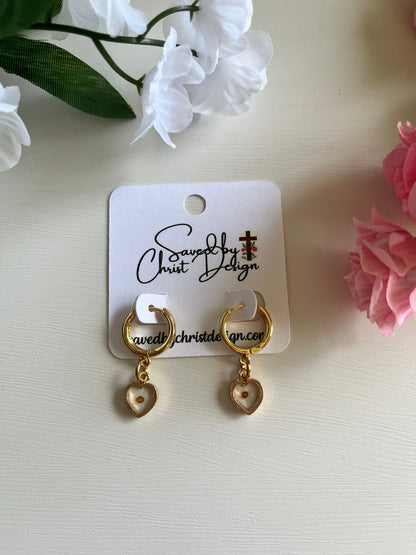 Mustard Seed Heart Huggie Earrings Christian jewelry with real mustard seed charm in gold or silver