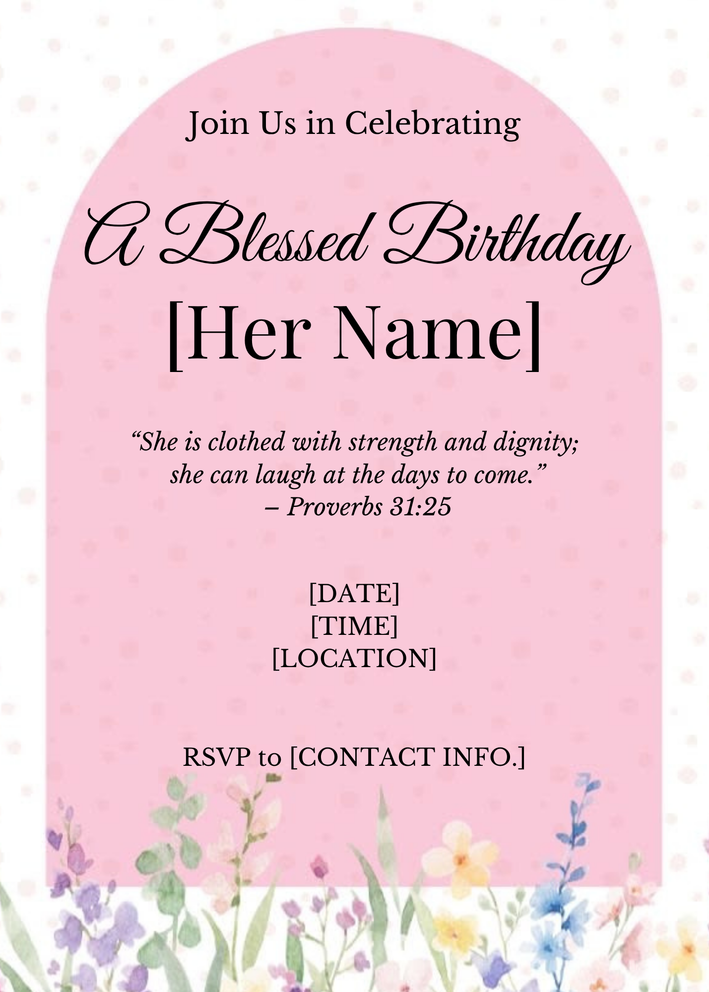 Editable Christian birthday invitation template for women elegant faith-based digital invite